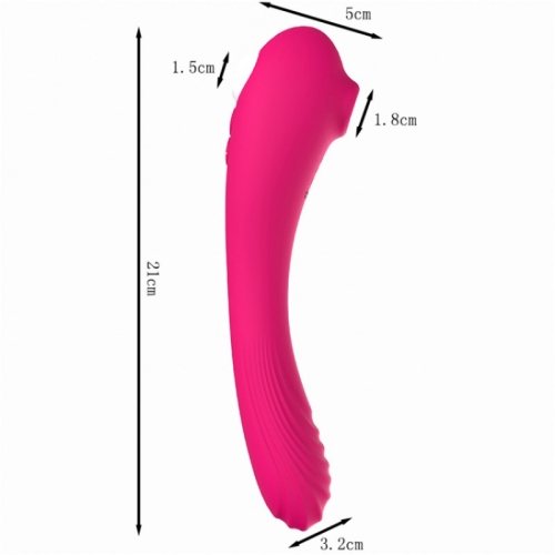 Вакуумний подвійний кліторальний стимулятор рожевого кольору вібратор Bendable Sucking Vibrator - 3