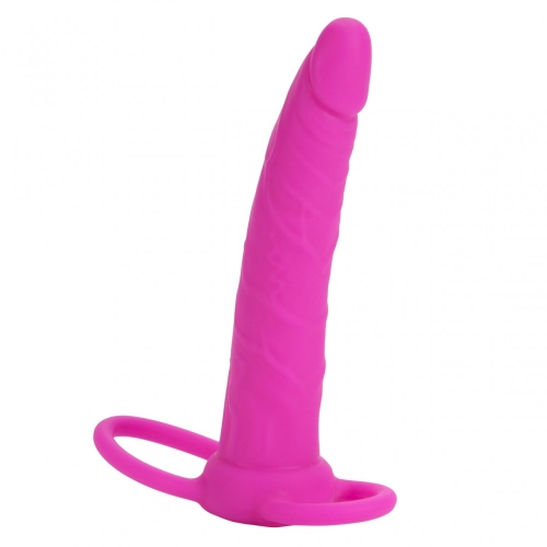 Насадка на член для подвійного проникнення рожевого кольору California еxotic noveltiesc Silicone Love Rider Dual Penetrator - 3