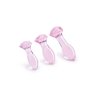 Набор анальных пробок стеклянных розового цвета DreamToys Glaze Glass Rosebud 3 штуки