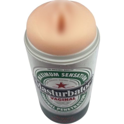 Мастурбатор вагина телесного цвета в колбе с имитацией под банку пива Alive Heineken Vagina II - 1