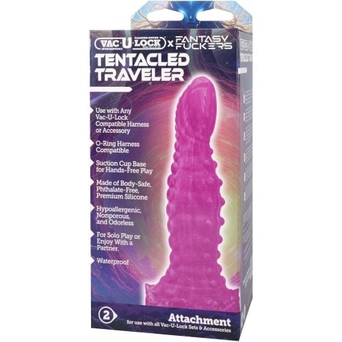 Фэнтезийный фаллоимитатор на присоске розовый Doc Johnson Vac-U-Lock x Fantasy Fuckers Tentacled Traveler - 6