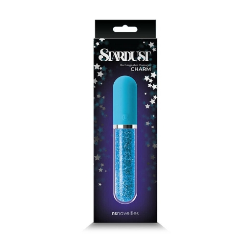Стеклянный вибратор с кристаллами голубой NS Novelties Stardust Charm - 2