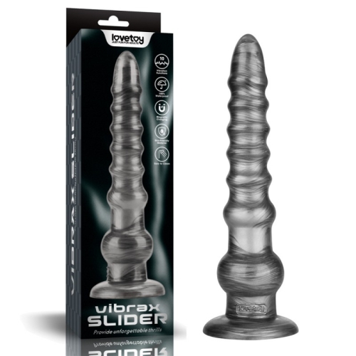 Великий вібратор на присосці сріблястого кольору Lovetoy King Sized Vibrating Vibrax - 1