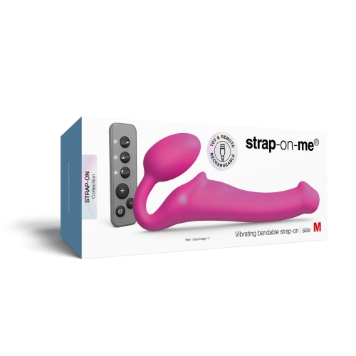 Безременной вибрострапон розового цвета с пультом ДУ Strap-On-Me Vibrating Fuchsia размер M - 6