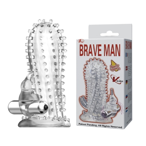 Вібронасадка на пеніс із відростком для клітора прозора Baile Brave Man - 1