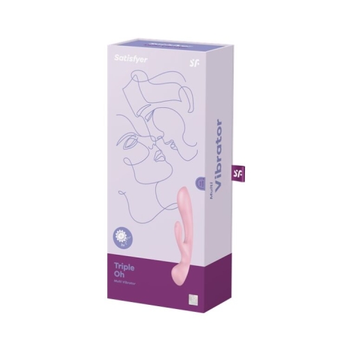 Вибратор с отростком для клитора розового цвета Satisfyer Triple Oh - 8