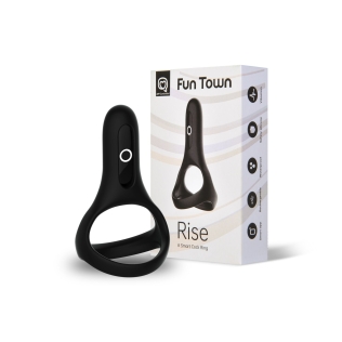 Двойное эрекционное вибро кольцо на пенис Magic Motion Fun Town Rise черное управление со смартфона