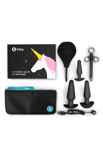 Набор анальных игрушек черного цвета B Vibe 7 предметов - 1