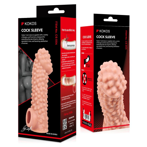 Насадка на член з отвором для мошонки тілесного кольору Kokos Cock Sleeve CS 004 розмір M - 4