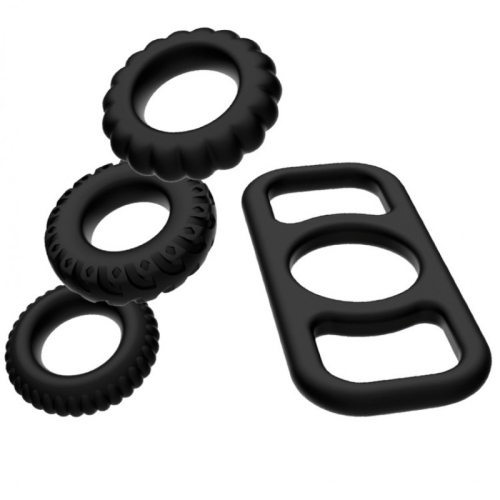 Набір ерекційних кілець на член силіконових чорного кольору Addicted Toys Cock Ring Set 4 Pieces - 2