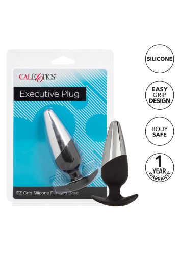 Силіконова анальна пробка із металевим кінчиком чорна Executive Plug California Exotic - 2