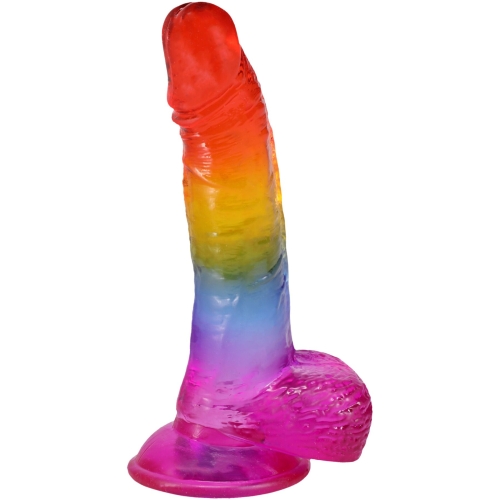Фалоімітатор реалістичний на присосці райдужний Doc Johnson Crystal Jellies - Realistic cock with balls 8.5 - 2
