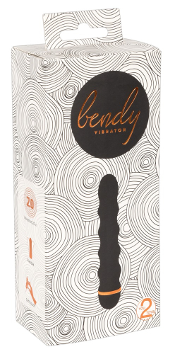 Вибратор со стимулирующим рельефом черного цвета Bendy Wavy Vibrator - 1