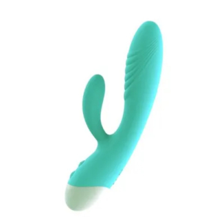 Вибратор кролик вагинальный и с отростком для клитора голубой Blue massager