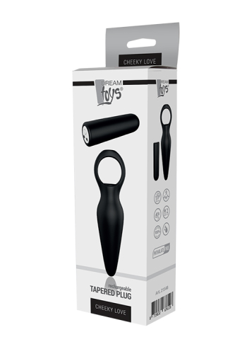 Анальная вибропробка конической формы с кольцом черного цвета Dream Toys CHEEKY LOVE - 2