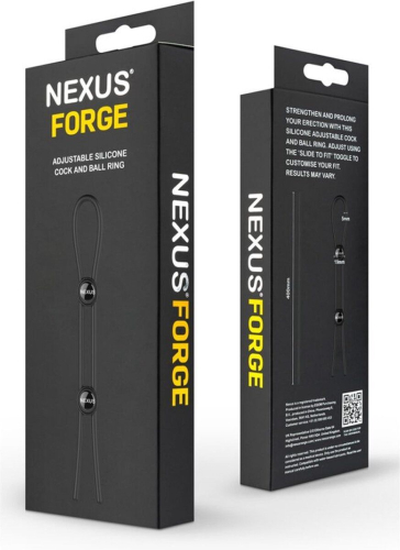Ерекційне кільце лассо на член із подвійною фіксацією Nexus FORGE Double чорне - 6