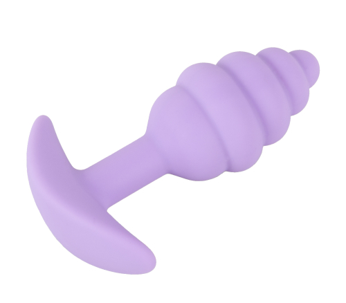 Анальна пробка ребриста фіолетового кольору Soft Silicone Mini Butt Plug - 5