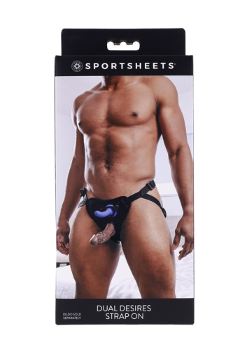 Трусики для страпонов с двойным проникновением черные Sportsheets Dual Desires - 5