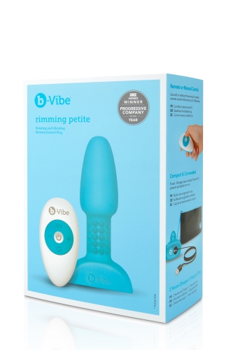 Анальна пробка з вібрацією і кульками, що обертаються, B-Vibe для еротичних ігор з пультом бірюзова. - 11