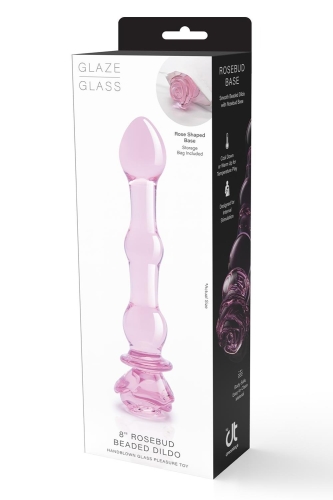 Стеклянный фаллоимитатор в форме бутона розы с бусинами розовый Dream Toys Glaze Glass - 5