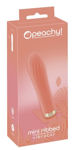 Силиконовый мини вибратор ребристый персикового цвета Cuties Mini Ribbed Vibrator - 1