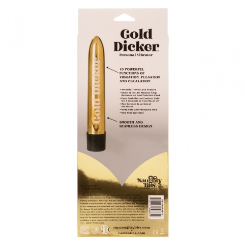 Мини вибратор золотистого цвета California еxotic novelties Naughty Bits Gold Dicker Vibe - 8