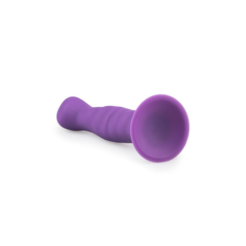 Фалоімітатор ребристий на присосці силіконовий фіолетовий Easytoys - 2