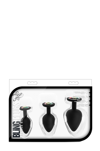 Набір анальних пробок чорного кольору з кристалом LUXE BLING PLUGS TRAINING KIT - 2