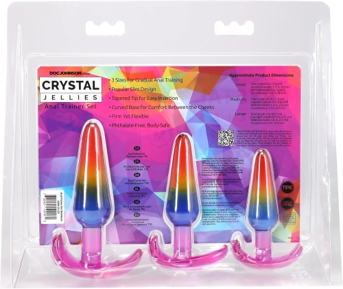Набор анальных пробок разноцветных Doc Johnson Crystal Jellies - Anal Trainer Set - 7