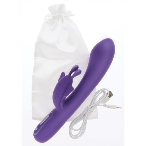 Вибратор с отростком для клитора бабочкой фиолетового цвета Toy joy Fabulous Butterfly Vibrator - 4