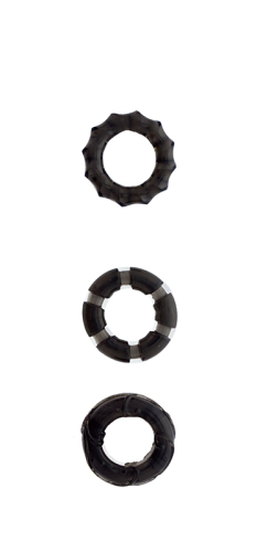 Набір ерекційних кілець для пеніса чорні MENZSTUFF STRETCHY cock RINGS - 1