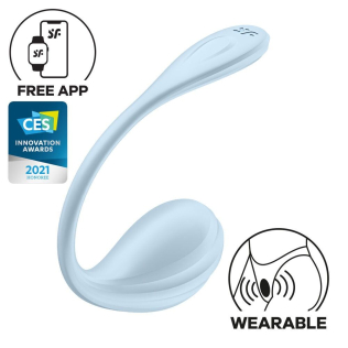Смарт віброяйце вагінальне синього кольору Satisfyer Smooth Petal Connect App