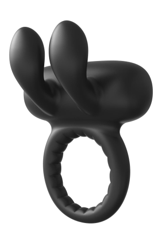 Эрекционное виброкольцо на член с ушками для клитора черное Dreamtoys Ramrod Rabbit - 2