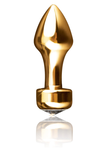 Анальная пробка золотистого цвета с серебристым камушком Pipedream FF Gold - 1