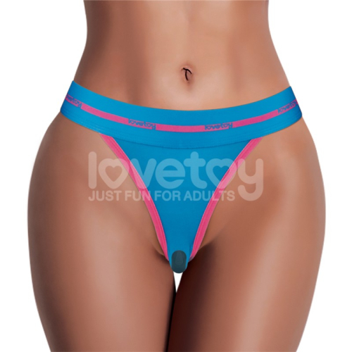 Вибротрусики для стимуляции клитора синего цвета с пультом управления Lovetoy размер Medium - 3