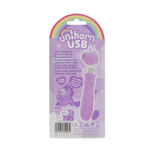 Віброкулька одноріжка для клітора бузкового кольору Unihorn USB Bullet Karma Lilac - 5