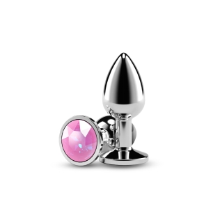 Анальная пробка серебристая с розовым камушком NS Novelties Rear Assets Silver размер Small