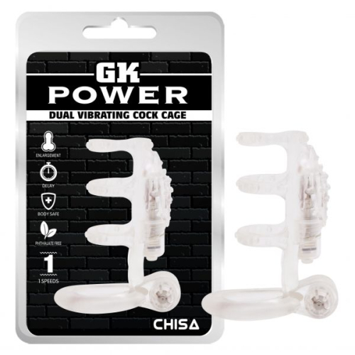 Вібронасадка на член з кільцями прозорого кольору Chisa Dual Vibrating - 1