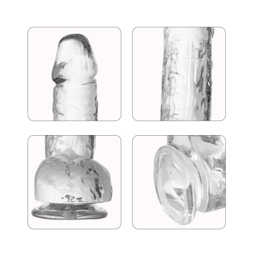 Фалоімітатор реалістичний на присосці прозорого кольору Cnt Crystal Beginner Dildo - 3