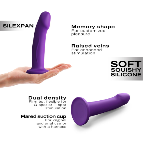 Насадка для страпона на присоске термоактивная силиконовая фиолетового цвета Dorcel Real Pleasure размер S - 3