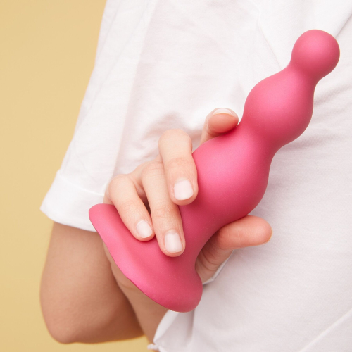 Насадка для страпона Strap-On-Me Dildo Plug Beads Framboise Metallic XXL - 5