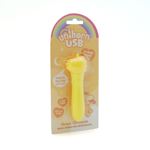 Віброкулька одноріжка для клітора жовтого кольору Unihorn USB Bullet Bean Blossom - 4