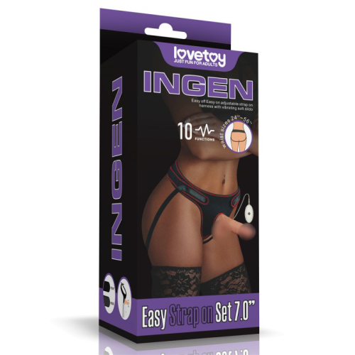 Вібро страпон на трусиках Lovetoy Easy Strapon 18см - 1