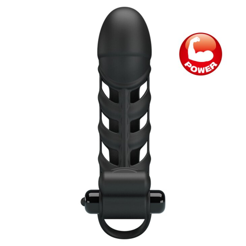 Збільшує насадка на пеніс з вібрацією чорна Pretty Love Penis Sleeve II - 2