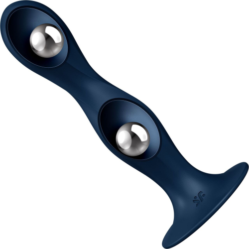 Силиконовое дилдо с двумя тяжелыми шариками темно-синее Satisfyer Double Ball-R - 3