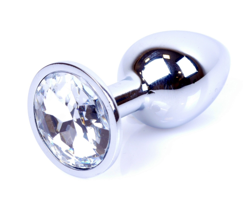 Анальная пробка с камешком серебристого цвета Boss of toys Boss Series Jewellery plug размер S - 5