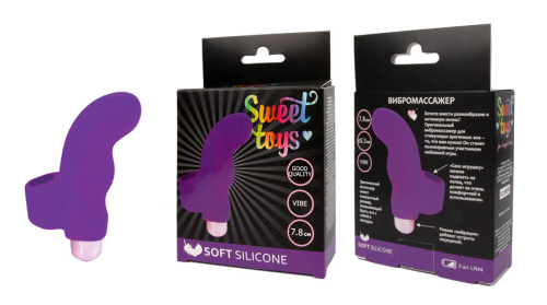 Вибратор для клитора силиконовый на палец SWEET TOYS фиолетовый L 7,8 см D 2,3 см - 1
