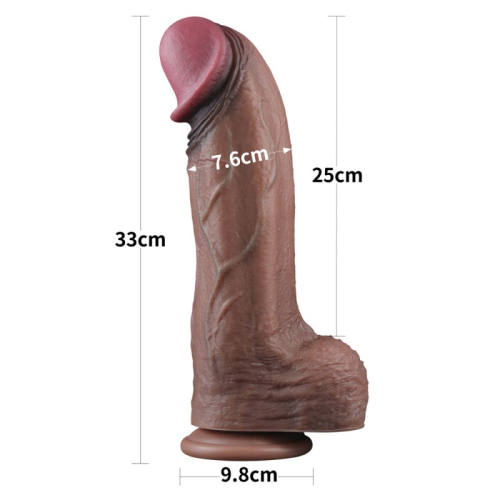 Величезний фалоімітатор реалістичний на присосці коричневого кольору Lovetoy Cock XXL довжина 330 мм - 2