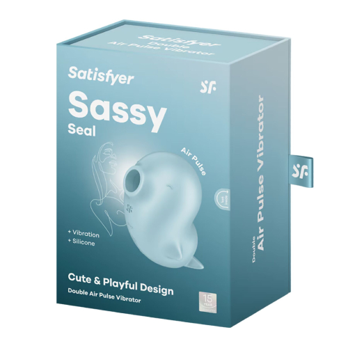 Вакуумный клиторальный стимулятор голубого цвета Satisfyer Sassy Seal - 5
