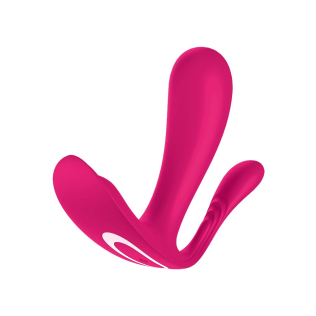 Силиконовая анальная пробка со стимуляцией клитора и вибрацией розовая Satisfyer Top Secret